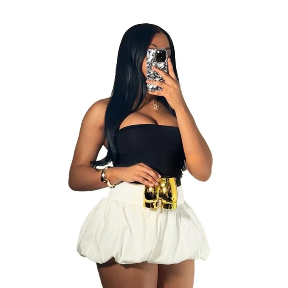 White Bubble Mini Skirt - Picture 2 of 4